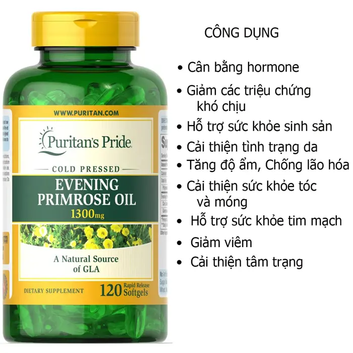 Tinh dầu hoa anh thảo evening primrose oil 1300mg puritan's pride của Mỹ