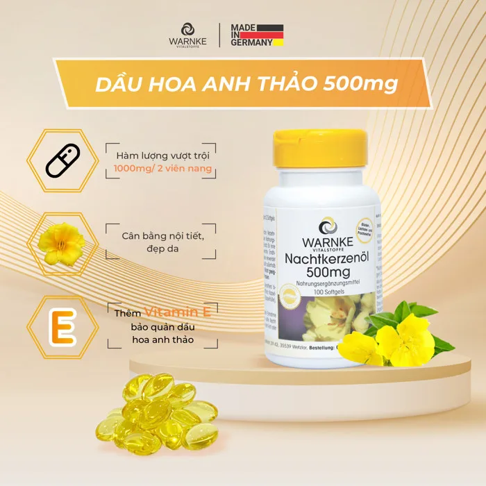 Tinh dầu hoa anh thảo Đức Warnke 500mg 100 viên & 250 viên