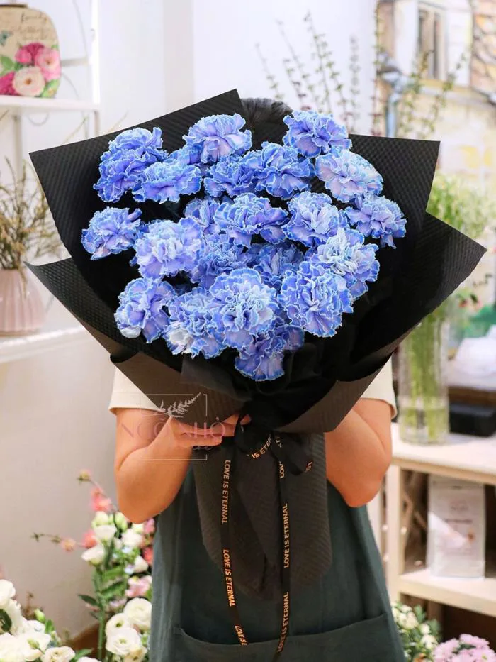 Bó Hoa Cẩm Chướng Xanh Blue Nhập Khẩu | Tiệm Hoa Ngõ Nhỏ