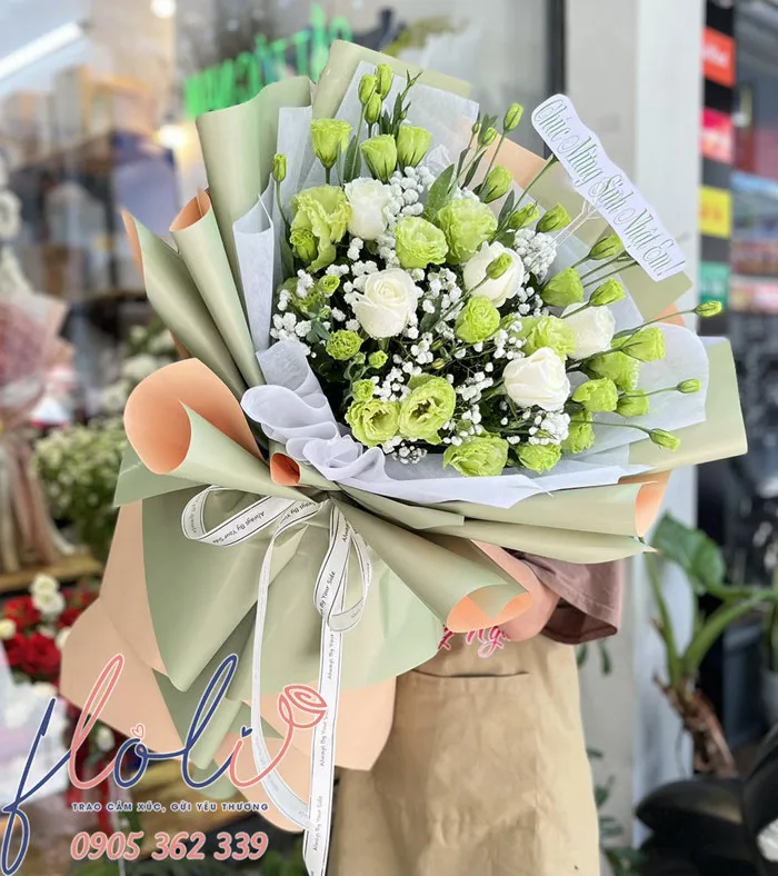 Bó Hoa Cát Tường Xanh mix Hồng BH881 - FLoLi
