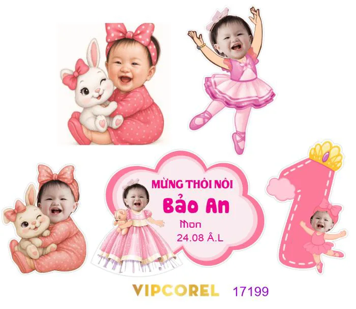 Thiết kế Chibi mừng thôi nôi bé Bảo An | VIPcorel.com - Thư viện mẫu thiết  kế đồ họa CorelDRAW (CDR).