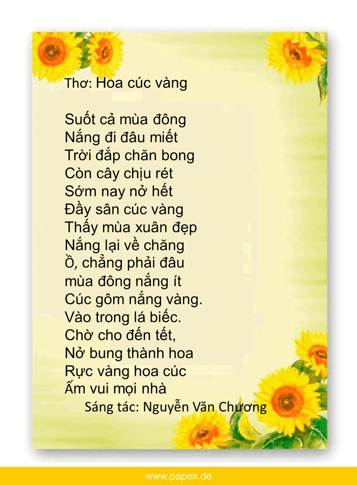 Bài thơ Hoa cúc vàng - Mầm Non Sao Mai