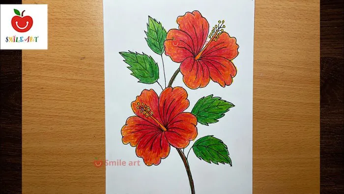 Cách vẽ hoa dâm bụt | Vẽ cách điệu hoa lá | Vẽ các loài hoa đơn giản  #smileart