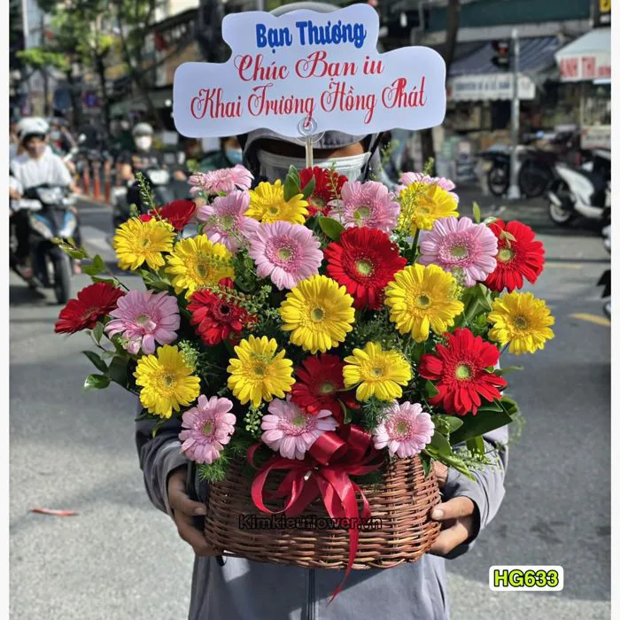 giỏ hoa đồng tiền nhí - HG633