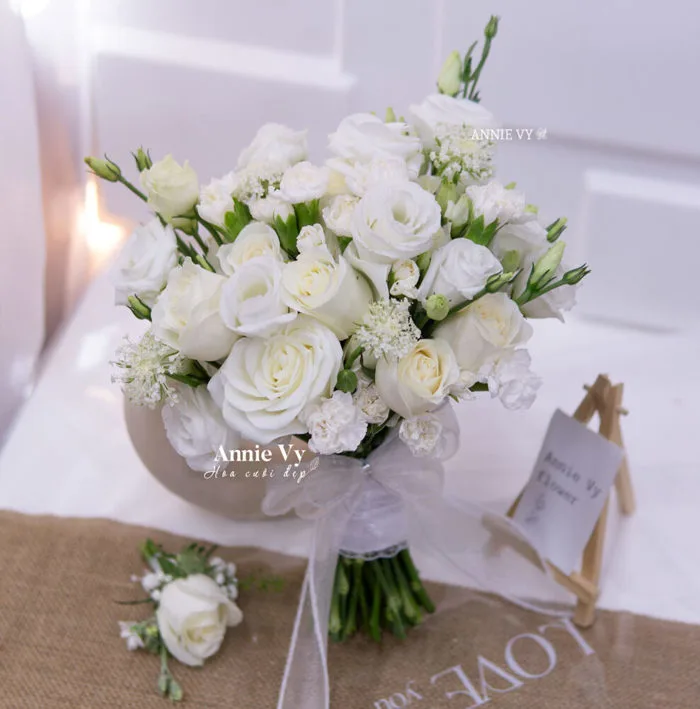 Hoa Cưới Hồng Trắng mix G261