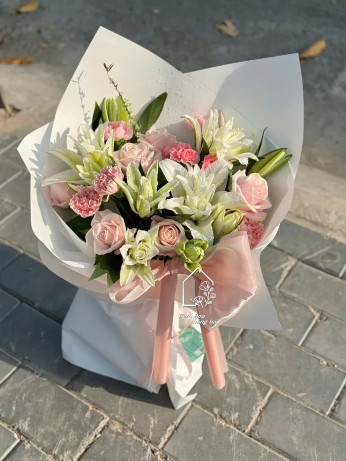 Bó Hoa Ly Kép Mix Hồng Pastel - Dịu Dàng & Thanh Khiết