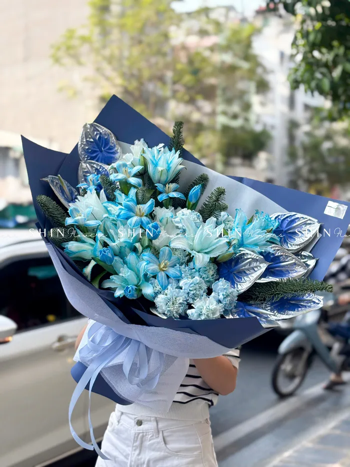 Bó Hoa Ly mix Tulip tone xanh S573 - SHIN Flowers