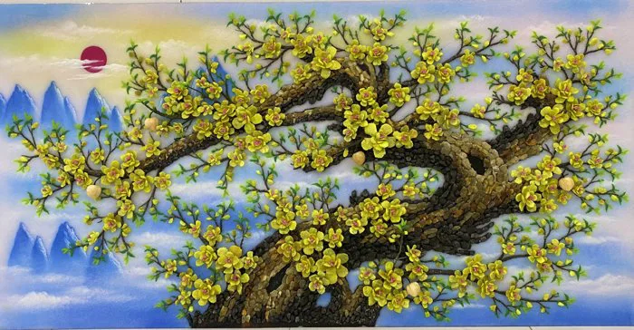 Tranh Đá Quý Hoa Mai Thế Rồng T-054 - TRANH ĐÁ QUÝ NAM KHÁNH