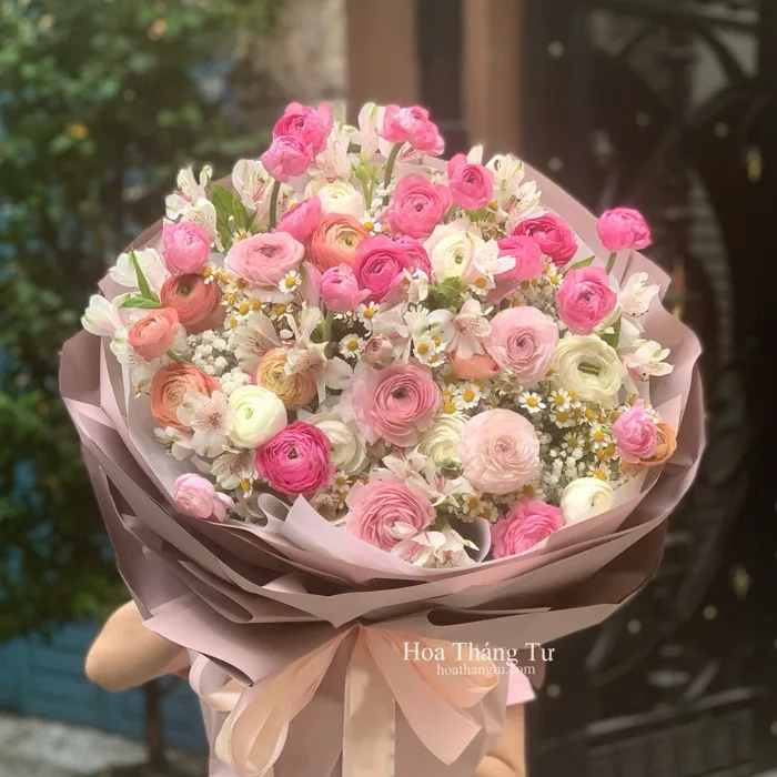 Bó hoa mao lương hồng tặng vợ 8/3