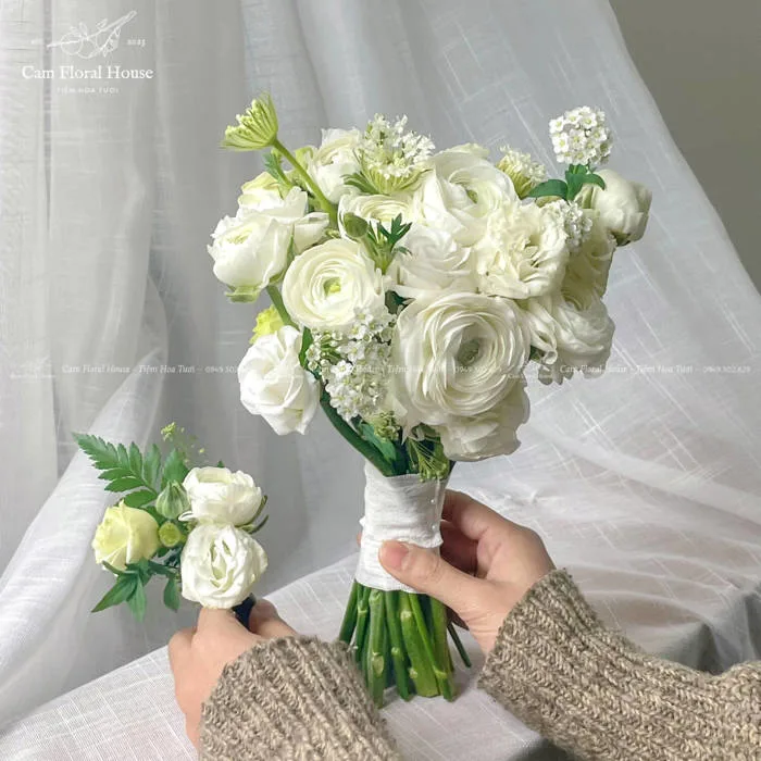 Hoa cưới mao lương trắng Hà Nội
