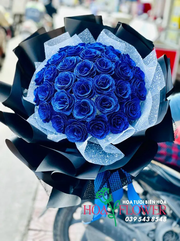 Bó hoa sáp nhũ xanh dương | Khánh Hòa Flower | Shop Hoa tươi Biên Hòa