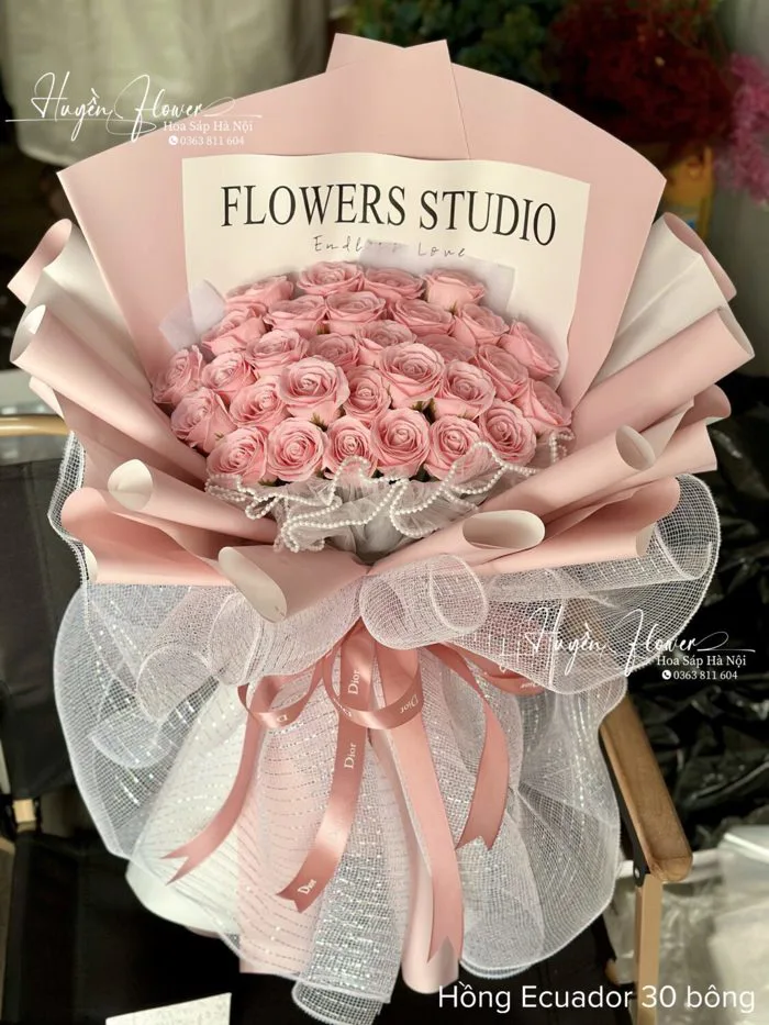 Bó hoa sáp hồng cao cấp - Hoa Sáp Hà Nội - Huyền Flower
