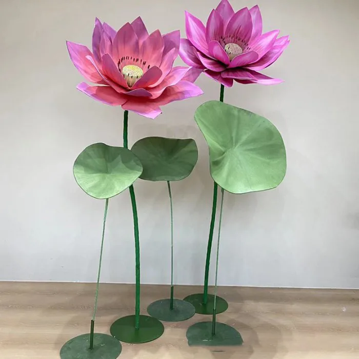 Hoa Sen Giả Khổng Lồ Trang Trí Đẹp Giống Thật