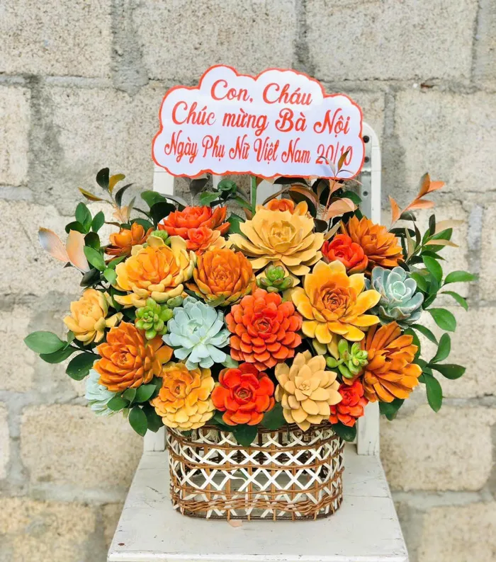Giỏ Hoa Sen Đá - Tìm hiều ý nghĩa và đặc điểm Sen Đá