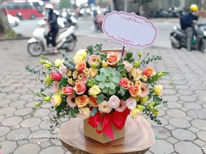 Giỏ Hoa Mix Sen Đá