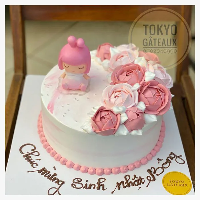 BTN1 - Bánh sinh nhật Em bé thiên thần hoa hồng sz18