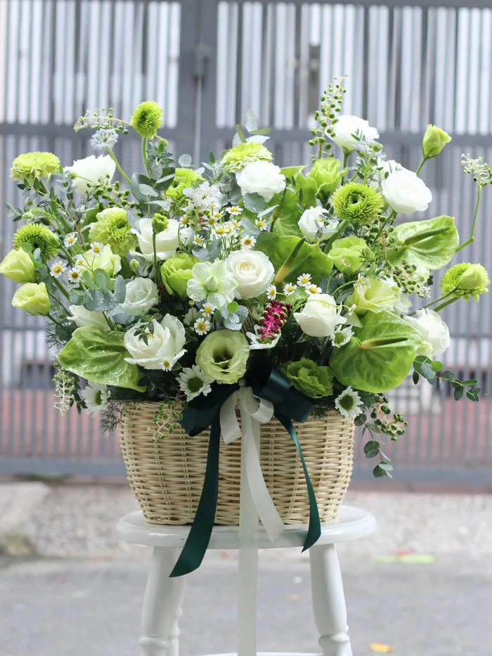 POEM FLOWERS - Hoa sinh nhật - Giỏ hoa sinh nhật nam tone xanh tặng sinh  nhật sếp nam