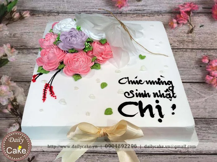 Bánh kem bó hoa đẹp tặng sinh nhật chị gái