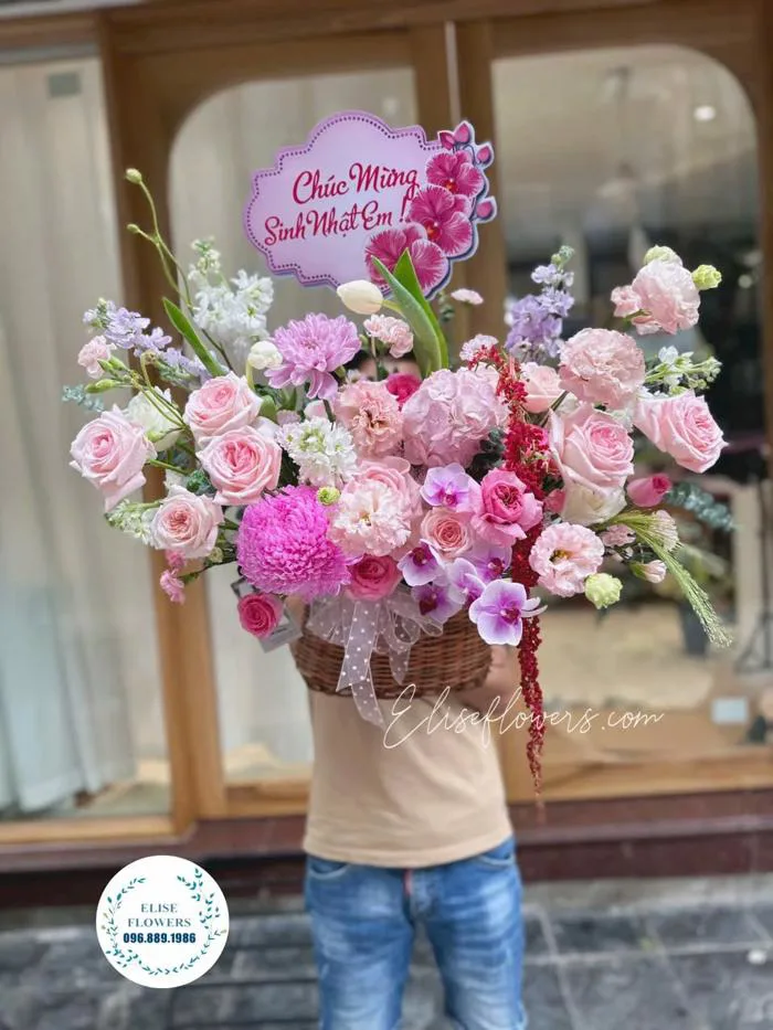 Lẵng hoa tặng sinh nhật Chị/ em gái. Hoa sinh nhật Hà Nội. Hoa Tươi Hà Nội