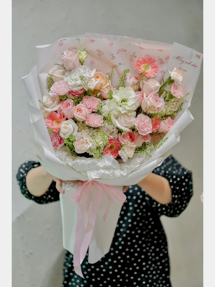 POEM FLOWERS - Bó hoa trắng hồng lãng mạn tặng người yêu