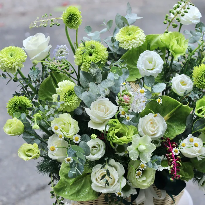 POEM FLOWERS - Hoa sinh nhật - Giỏ hoa sinh nhật nam tone xanh tặng sinh  nhật sếp nam