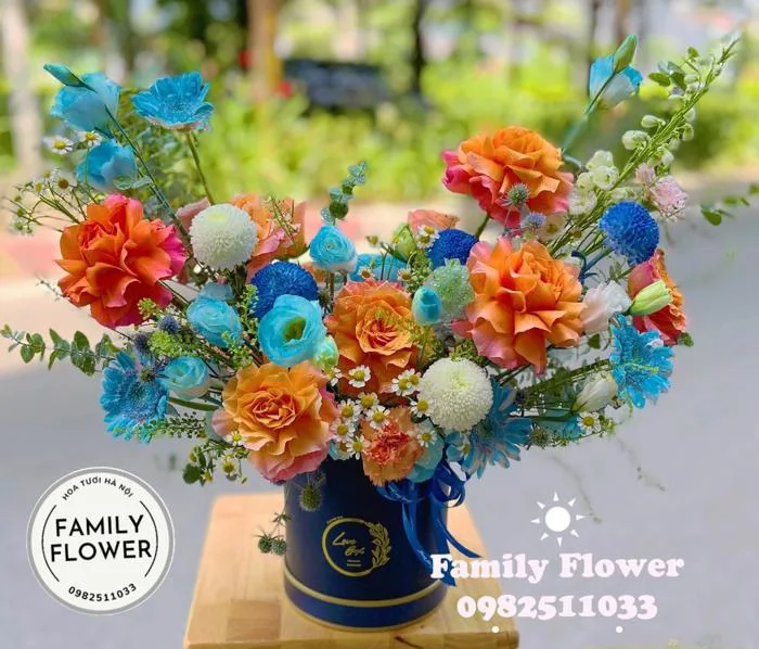 Lẵng hoa tặng sinh nhật Bố ở quận Đống Đa Hà Nội . Mua hoa tươi Đống
