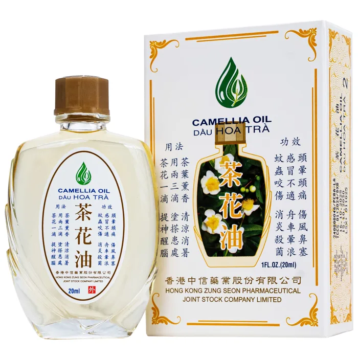 Dầu gió hoa trà Camellia 20ml Hong Kong Zung Seon giúp giảm cảm cúm, nghẹt  mũi, chóng mặt, nhức đầu