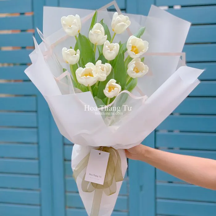Bó hoa tulip trắng – Hoa Tháng Tư
