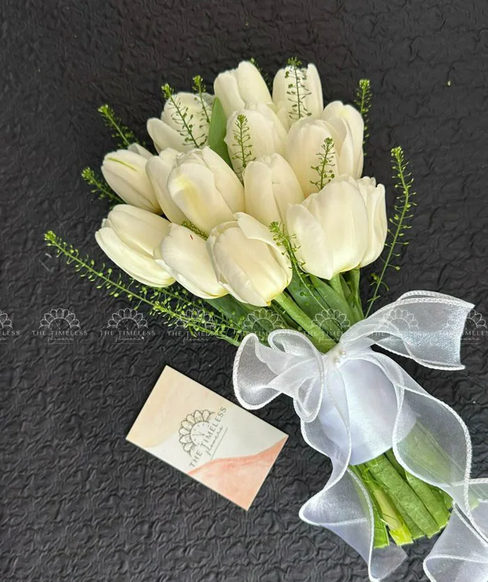 Hoa Cưới 15 Hoa Tulip Trắng A175 - The Time Less Flowers