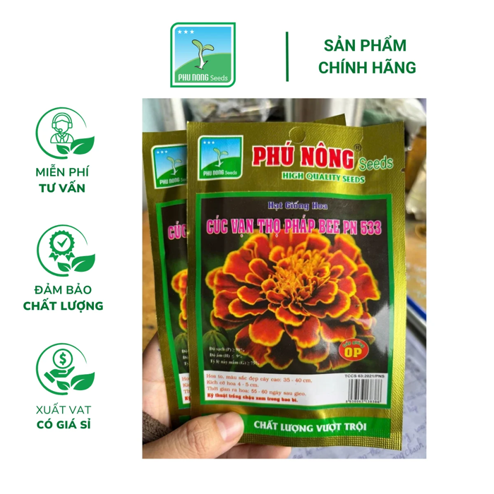 Hạt giống Hoa Cúc Vạn Thọ Đỏ Pháp Bee PN 533 - Gói 20 hạt