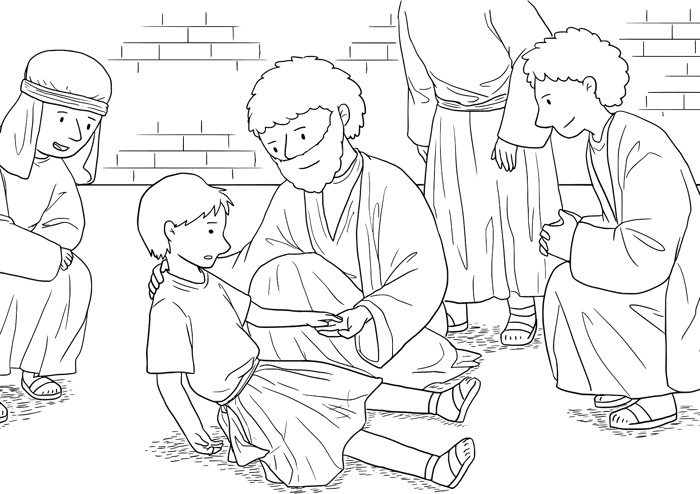 Công vụ 20:11-12 Ngã khỏi cửa sổ | trang tô màu miễn phí để in