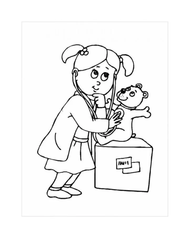 Tranh tô màu chủ đề bác sĩ cho bé nuôi dưỡng ước mơ