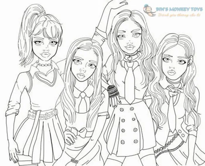 Tranh tô màu Blackpink đẹp, dễ thương cho bé thỏa sức sáng tạo