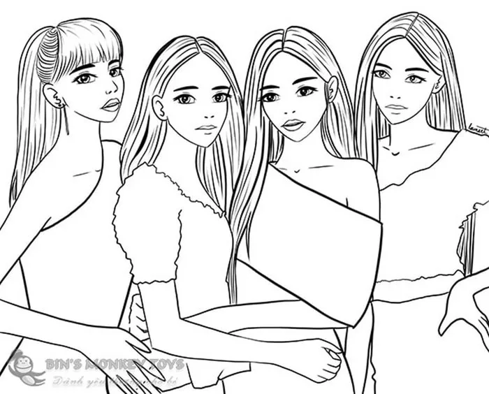 Tranh tô màu Blackpink đẹp, dễ thương cho bé thỏa sức sáng tạo