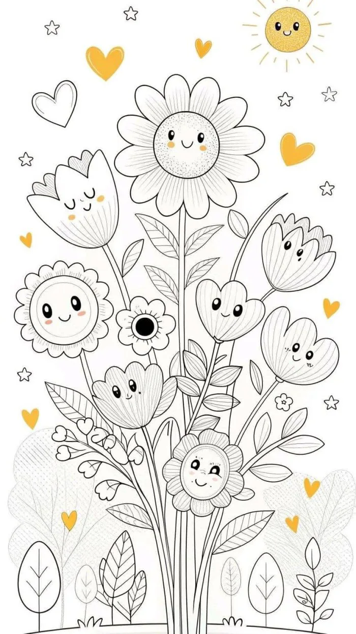 Tặng bé 20 bức tranh tô màu các loài hoa, khám phá thế giới màu sắc và khơi  gợi sáng tạo