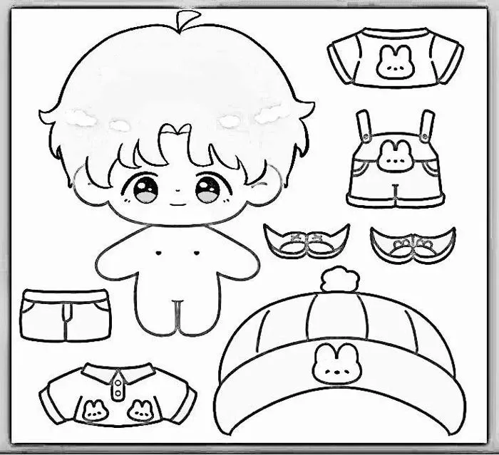 Búp bê giấy chibi ko màu | Tô màu búp bê giấy, Búp bê giấy không màu, Hình  vẽ