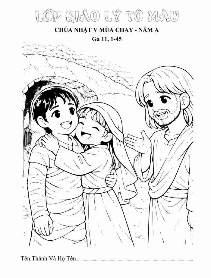 Tranh tô màu - Chúa Nhật V Mùa Chay - Năm A | TGP Hà Nội