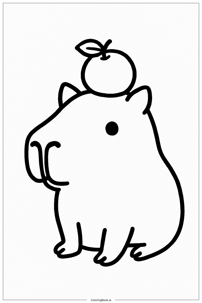 Trang Tô Màu Capybara Với Quả Cam Trên Đầu (Có thể In Miễn Phí dưới định  dạng PDF & PNG)