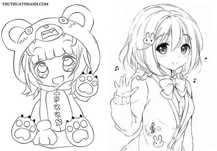 Tranh tô màu chibi cute, dễ thương và anime chibi đẹp nhất