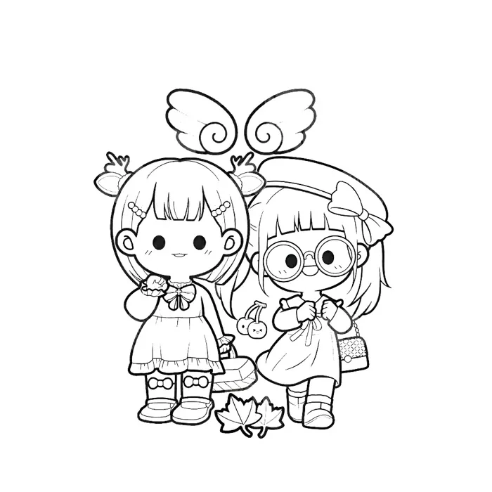 Bộ 50 Tờ Tranh Tô Màu Anime Chibi Bé Gái Cute Khổ A4, A5 - Đồ chơi giấy