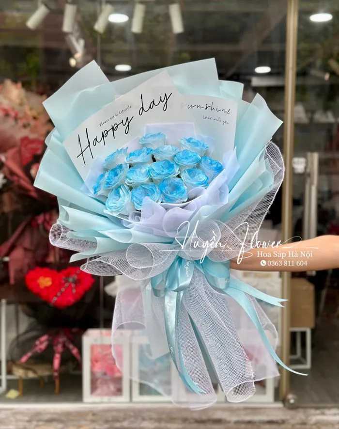 Bó hoa nhũ hồng dáng dài 15 bông - Hoa Sáp Hà Nội - Huyền Flower