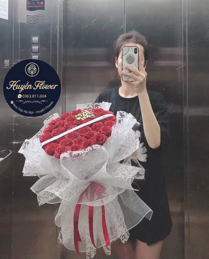 Bó hoa nhũ dáng tròn xòe - tổng hợp - Hoa Sáp Hà Nội - Huyền Flower
