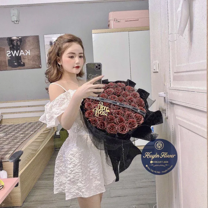 Bó hoa nhũ dáng tròn xòe - tổng hợp - Hoa Sáp Hà Nội - Huyền Flower