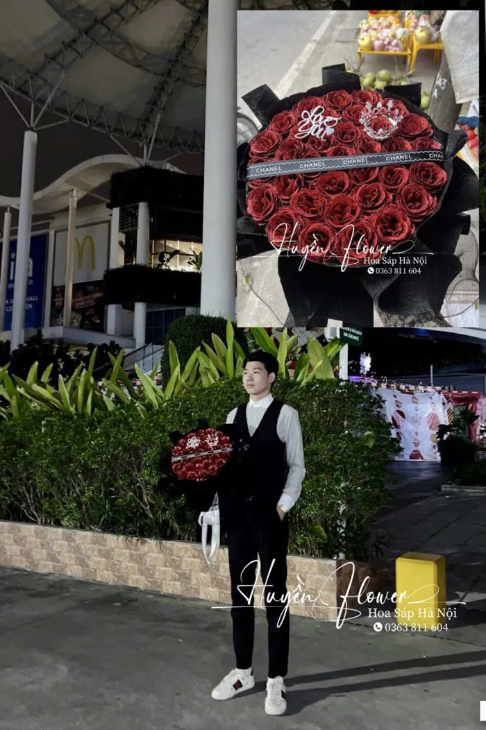 Bó hoa nhũ dáng tròn xòe - tổng hợp - Hoa Sáp Hà Nội - Huyền Flower