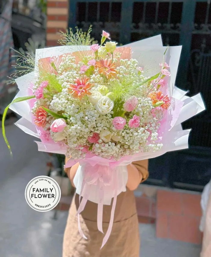 Bó hoa baby mix tulip mix hoa phụ tặng sinh nhật quận Ba Đình Hà Nội -