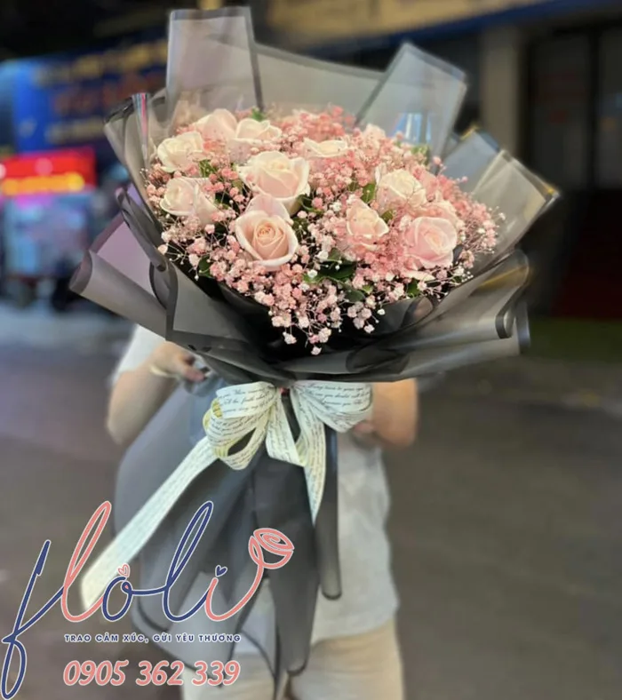 Bó Hồng Nhạt mix Baby Tươi Trẻ BH780 - FLoLi