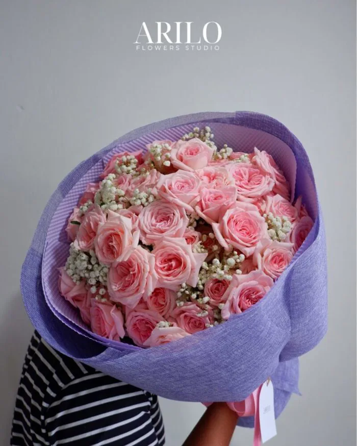 BÓ HOA SINH NHẬT HỒNG OHARA VÀ HOA BABY SỰ NGỌT NGÀO CHO NGÀY ĐẶC BIỆT B53  - Arilo Flower