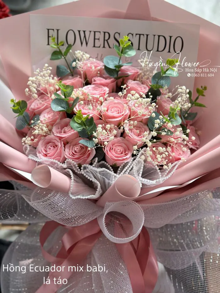 Bó hoa sáp Ecuador hồng mix - Hoa Sáp Hà Nội - Huyền Flower
