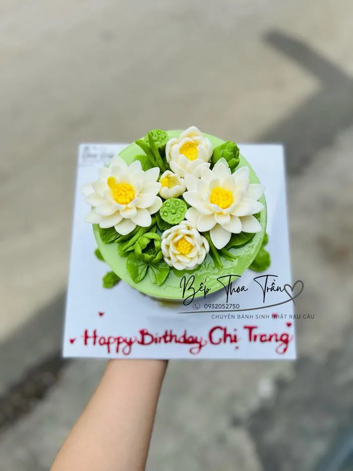 Hoa sen trắng - Bánh rau câu sinh nhật