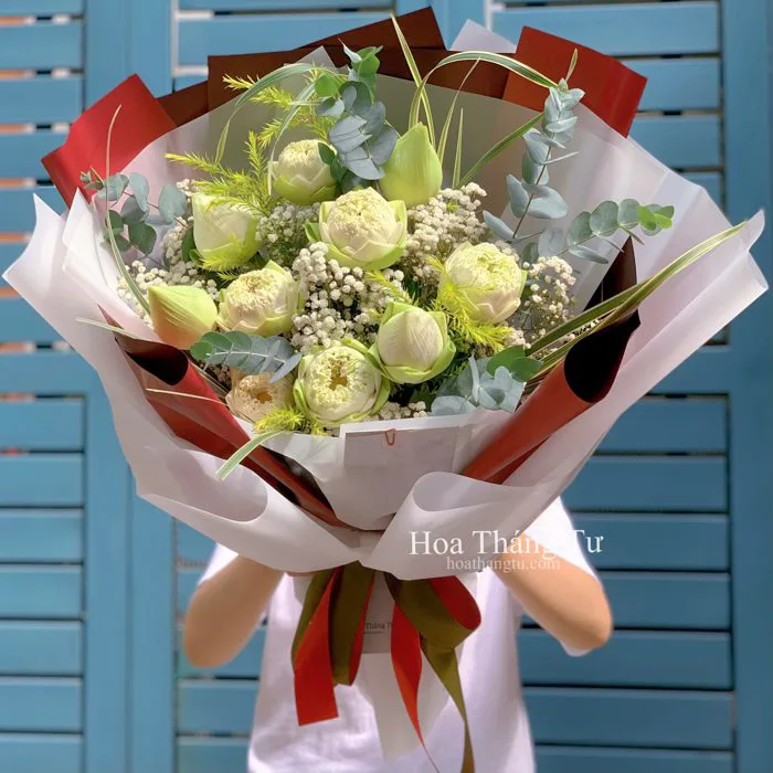 Bó hoa sen trắng tặng sinh nhật